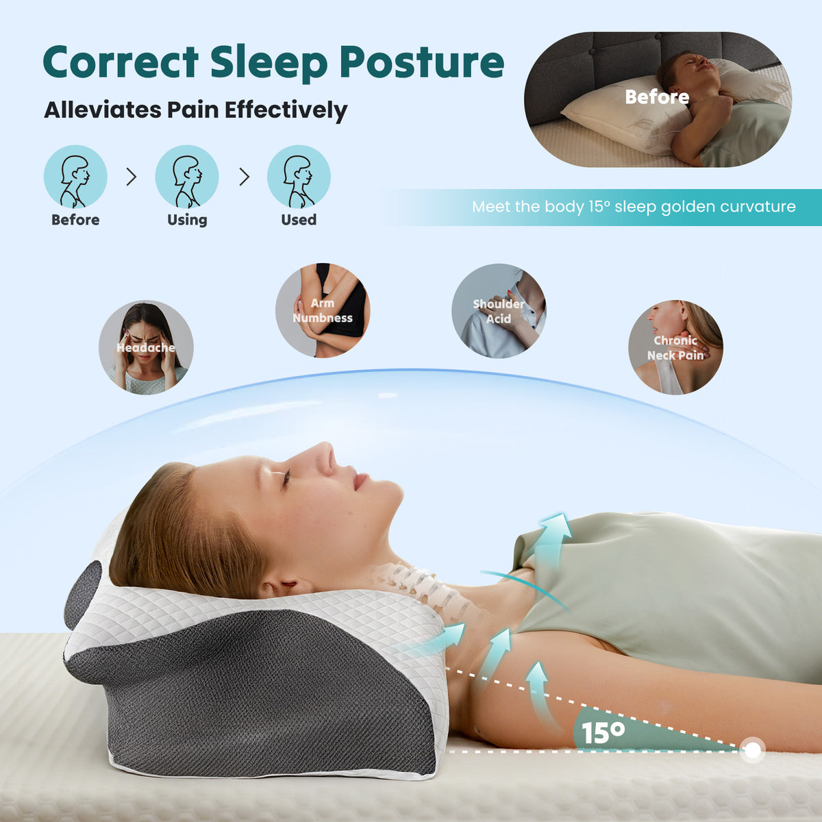 CloudRest™ Cervical Memory Foam Pillow